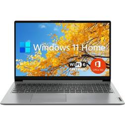 Lenovo IdeaPad 1 Student Laptop, Intel Dual Core Processor, 12GB RAM, 512GB SSD + 128GB eMMC, 15.6" FHD Display, 1 Year Office 365, Windows 11 Home, Wi-Fi 6, Webcam, Bluetooth, SD Card Reader