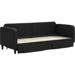 vidaXL Daybed with Extension Black Sofá 223cm Sofá 3 Plazas