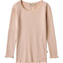 Wheat Long Sleeves Rib T-shirt - Rose Dust