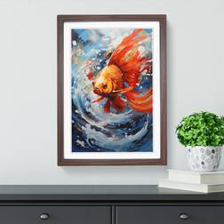 17 Stories Fish Action No.2 Walnut Framed Art