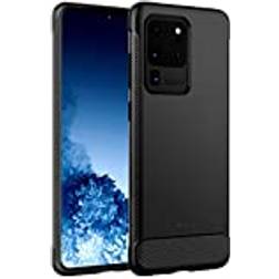 JeTech Smal Skal för Samsung Galaxy S20 Ultra 5G 2020 Tunt Telefonskal med Stötdämpning och Kolfiber Design Svart