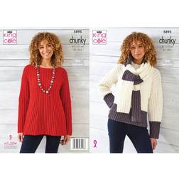 King Cole 5895 Chunky Pattern Ladies Sweater & Scarf