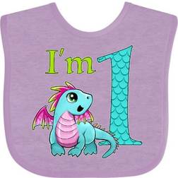 Inktastic Blue and Pink Baby Dragon First Birthday Baby Bib