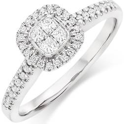 Beaverbrooks Beaverbrooks Women's 18ct White Gold Diamond Cluster Halo Ring