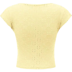 Shein Icon Solid Eyelet Embroidery Backless Crop Tee