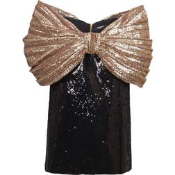 Balmain Bardot Minidress - Black/Gold