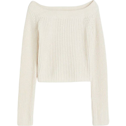 H&M Rib Knit off The Shoulder Jumper - Light Beige