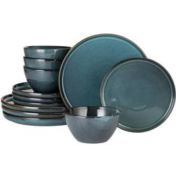 Waterside Reactive Glaze Green Dinner Set 12pcs