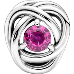 Pandora October Birthstone Eternity Circle Charm - Silver/Pink