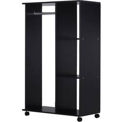 Homcom Rolling Open Black Wardrobe 80x128cm