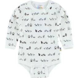 Joha Organic Long-Sleeved Body with Animal Print - White