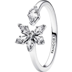 Pandora Sparkling Herbarium Cluster Open Ring - Silver/Transparent