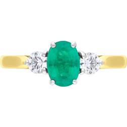 Whamond Three Stone Ring - Gold/Diamonds/Emerald