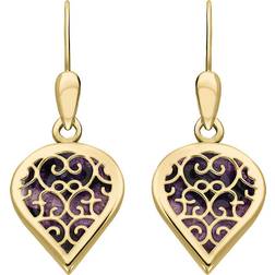 C. W. Sellors Flore Filigree Heart Drop Earrings - Gold/Purple