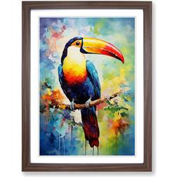 17 Stories Toucan Impressionism Walnut Framed Art 25x34cm