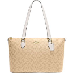 Coach Gallery Tote In Signature Canvas - Gold/Light Khaki Chalk