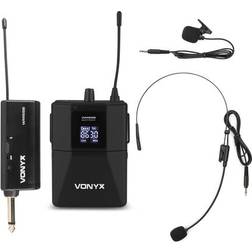 Vonyx WM55B trådlös headsetmikrofon med bodypack 10 kanaler UHF plug & play, WM55B WIRELESS BODYPACK MIKROFON PLUG-AND-PLAY SET UHF
