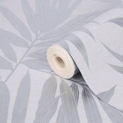 GoodHome GoodHome Loroco Grey Silver Effect Leaves Textured Wallpaper