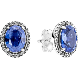 Pandora Clous d'Oreilles Halo avec Pierre ovale bleue Timeless Multicolore