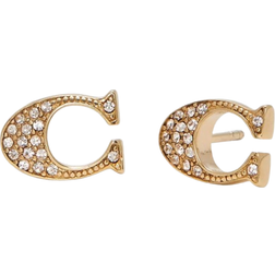 Coach Signature Stud Earrings - Gold/ Transparent