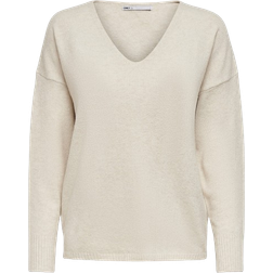 Only Rica V-Neck Knitted Pullover - Grey/Birch