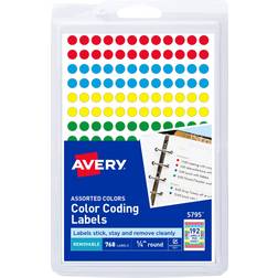 Avery 1/4" Diameter Assorted Colors Color-Coding Removable Labels 768pcs