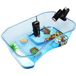 Geegoods Turtle Aquarium Terrapin Lake with Platform Plants Tank