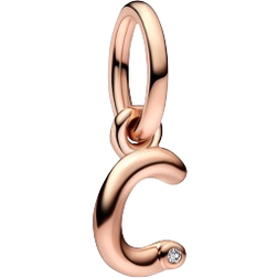 Pandora Letter c Script Alphabet Dangle Charm - Rose Gold/Transparent