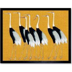 Wee Blue Coo Herons Cranes Yellow/Black Framed Art 25.9x20.6cm