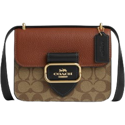 Coach Morgan Square Crossbody In Colorblock Signature Canvas - Gold/Khaki Multi