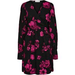 Selected Valetta Floral Wrap Dress - Black