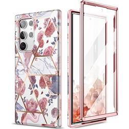 Suritch SURITCH for Samsung Galaxy S22 Ultra Case, Built-in Screen Protector for Samsung S22 Ultra 5G Case Full Body Protection Shockproof Rugged Bumper Silicone Phone Protective Cover 6.8 Inch Rose Marble
