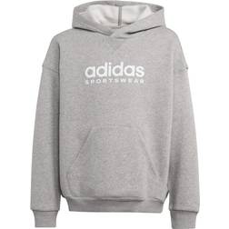 adidas Junior Fleece Hoodie - Medium Gray Heather/White