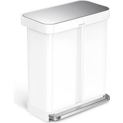 Simplehuman Hands-Free Dual Compartment Recycling Kitchen Step Trash Can with Lid 58L