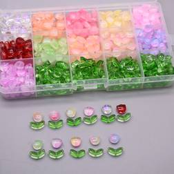 Shein 30pcs mix color tulip and 30pcs mix leaf for jewelry Making DIY necklace Earring Bracelets