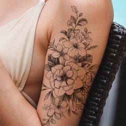 Shein 1pc Minimalist Floral & Leaf Design Large Arm Temporary Tattoo Sticker