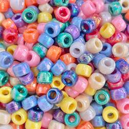 Shein 100pcs Colorful Fashionable Iridescent Pony Beads With Large Hole, Color Random