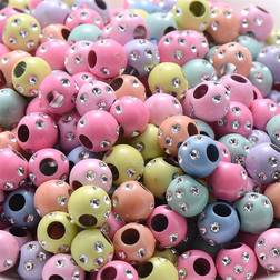 Shein 50pcs/set 8mm Multicolor Round Spacer Beads With Imitation Crystal Effect For Diy Jewelry Making Supplies