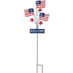 GlitzHome Patriotic Americana Flags Yard Stake