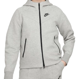 Nike Girl's Sportswear Tech Fleece Full-Zip Hoodie - Dark Gray Heather/Black/Black