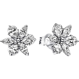 Pandora Sparkling Herbarium Cluster Stud Earrings - Silver/Transparent