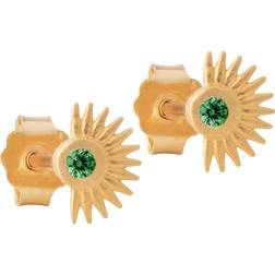 ENAMEL Copenhagen Petite Soleil Stud Earrings - Gold/Green