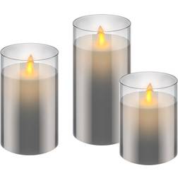 Wentronic Moving Flame Grey LED Candle 15cm 3pcs