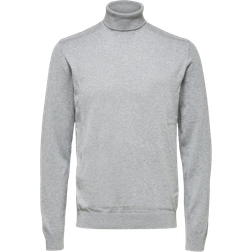 Selected Long Sleeve Roll Neck Sweater - Medium Grey Melange