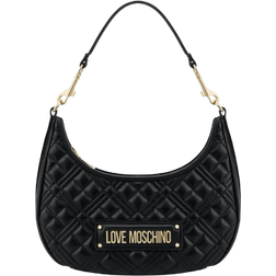 Love Moschino Logo Lettering Quilted Hobo Bag - Black
