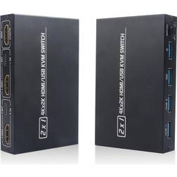 Tomtop Jms Switch KVM HDMI USB 2in1 AIMOS AMKVM 201CL Supporto HD 2K * 4K 2 host Black
