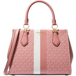 Michael Kors Marilyn Medium Logo Stripe Satchel - Sunset Rose Multi