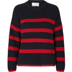 Selected Bloomie Striped Knitted Jumper - Dark Sapphire