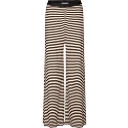 Mads Nørgaard 2x2 Cotton Stripe Veran Pants - Black Coffee/Vanill
