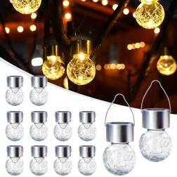 GIGALUMI 12 Pack Solar Outdoor Lights Warm White